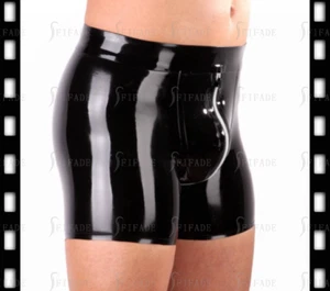 Latex Shorts for Men 2 WAY Crotch Zipper Boxers Cool Customized 0.4MM e87 - Picture 1 of 5