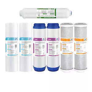 7 Pack 5 Stage Reverse Osmosis Sediment GAC Carbon Block Water Filter 1-Year Set - Picture 1 of 14