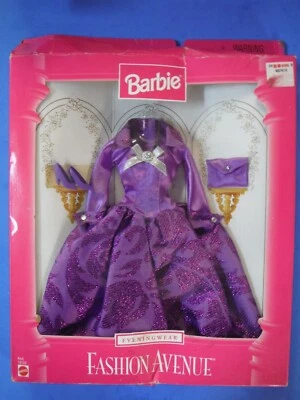 VESTIDO DE NOITE 1997 BARBIE FASHION AVENUE ROXO *NOVO* - Imagem 1 de 2