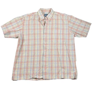 Jos. A. Bank Mens Large Plaid Short Sleeve Button Down Shirt Stays Cool Cotton - Picture 1 of 7