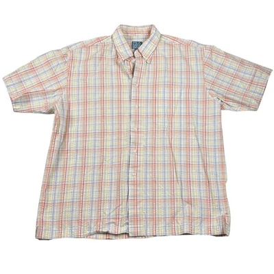 Jos. A. Bank Mens Large Plaid Short Sleeve Button Down Shirt Stays Cool Cotton - Image 1 of 4