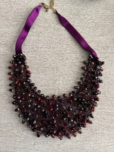 Collar babero vintage de cristal con cuentas bordado a mano - Imagen 1 de 8