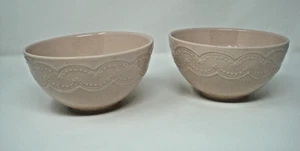 Southern Living Savannah Pink Embossed 6 1/4" Bowls Portugal Set of Two NEW - Picture 1 of 7