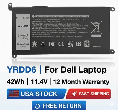NOVA BATERIA 42Wh YRDD6 para Dell Inspiron 3493 3582 3583 3584 3593 3793 5480 5594 - Imagem 1 de 4