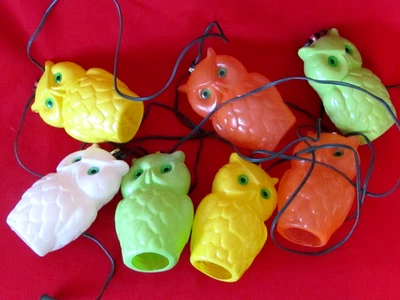 Juego de linternas de cadena de búho molde soplado (7) cámper autocaravana patio fiesta plástico vintage Foto 1 de 4