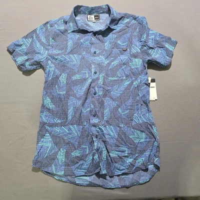 Reef Men's Bersin Short Sleeve Woven Shirt - Insignia Blue small Hawaiian Aloha - Image 1 of 4