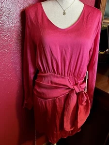 Woman’s Dress by Emerald Sundae Beautiful Fuschia with Tie Size S/M/XL - Picture 1 of 5
