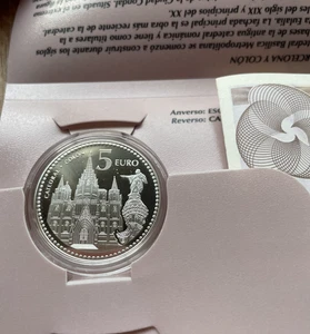 IBERMONEDA| España. Barcelona 5Euros. Monedas Provincias . Plata - Imagen 1 de 2