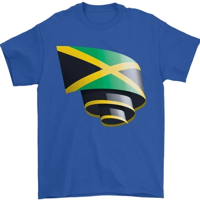 Rizado Bandera Jamaicana Jamaica Día Fútbol Hombre Camiseta 100% Algodón - Imagen 1 de 4