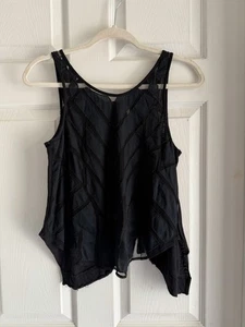 Small Free People schwarzes Tanktop weiches Boho Cami durchsichtig Datum Shirt Damen Knöpfe - Bild 1 von 3