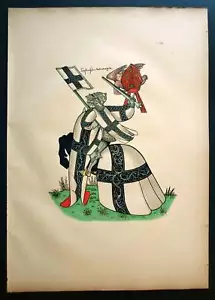 L ARCHEVEQUE DE COLOGNE Heraldique armoiries equestre gravure ancienne 1890 - Imagen 1 de 1