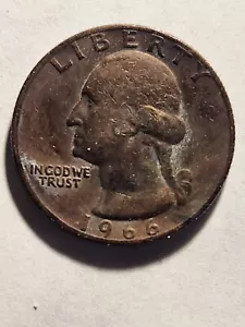 1966 P Quarter Missing Clad Layer 100 Percent Error Coin Washington 25 Cents - Picture 1 of 3