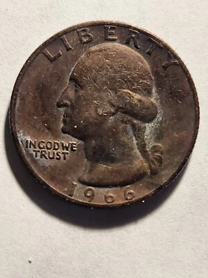1966 P Quarter Missing Clad Layer 100 Percent Error Coin Washington 25 Cents - Image 1 of 3