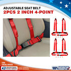 2Pcs Universal Racing Car Lap Seat Belts 4 Point Adjustable Single Seat Lap