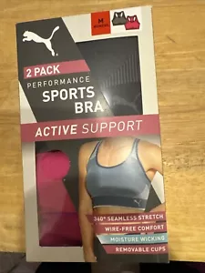 PUMA Performance Active Support SPORTS BRA ~ New ! Pack Of 2 ~ Size MEDIUM - Picture 1 of 3