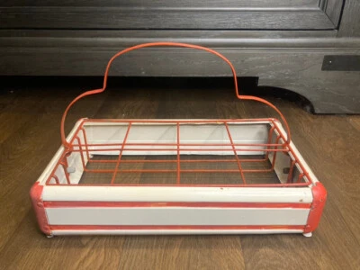 Portabotellas de Leche Vintage Años 40 Metal Naranja y Blanco 8 Ranuras Foto 1 de 4