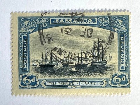 Jamaica 95 6p Port Royal circa 1850 used hinge remnants 1922 Cover