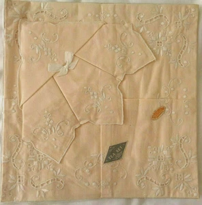 Vintage "Orem" Hand Embroidered Cut Work Table Set 86 x 86 cm + 4 Serviettes - Bild 1 von 3