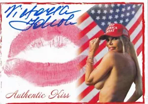 Victoria Zdrok Signed w/ Lip Print Kiss Card Donald Trump Hat Photo Autograph - Picture 1 of 12