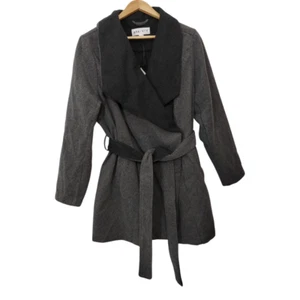 Ava & Viv Women's Double-Breasted Fleece Belted Trench Coat Gray NWT - Picture 1 of 6