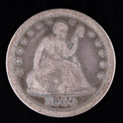 1844 O Liberty Seated Quarter Fine O Mint New Orleans Silver 25c Cover