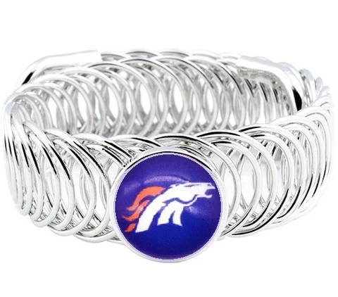 Denver Broncos Football Sterling Silver Mens Womens Wrap Bracelet w GiftPkg D11 Cover
