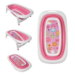 Baby Badezeit Rosa Blumenmuster Faltbar Splash & Play Transportable Badewanne - Bild 1 von 5