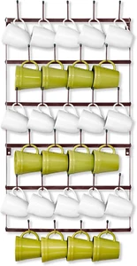 Mug Rack for Wall - Large Rustic Coffee Mug Holder Wall Mount with 27 Hooks, Cof - Picture 1 of 12