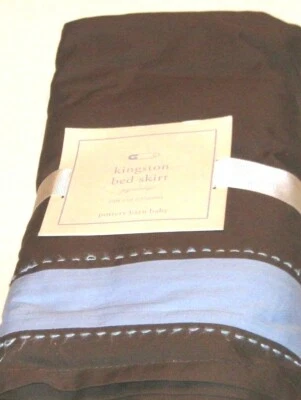 Falda Cuna POTTERY BARN NIÑOS Bebé Kingston Guardería Marrón Azul 16" Gota Algodón Foto 1 de 2