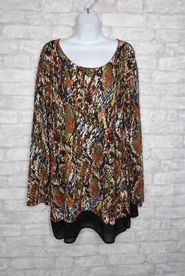 Suéter Pullover Túnica Avenue Tejido con Dobladillo de Gasa Piel de Serpiente Talla 18 20 Nuevo Foto 1 de 4