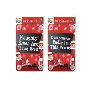 Accesorios Christmas Elf Behavin' Badly Elf - Letrero de ventana Traviesos X 2 - Imagen 1 de 1