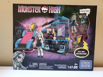 NIB Monster High Mega Bloks Frankie Stein Electrifying Room 147 pc set New - Image 1 of 2