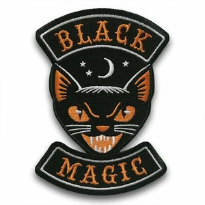 Black Magic Halloween Cat Motorcycle Club Biker Embroidered Patch - Picture 1 of 1