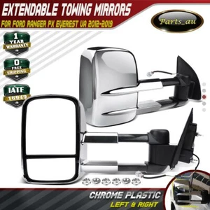 2x Chrome Extendable Towing Mirrors for Ford Ranger PX Everest UA 2012-2022 - Picture 1 of 11
