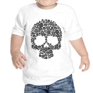 T-Shirt Neonato Teschio Bottoni Unisex Fashion - Foto 1 di 1