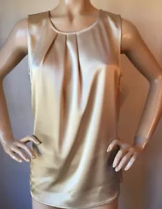 NWT St John knit top size L gold satin - Picture 1 of 4