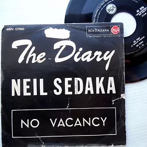 NEIL SEDAKA picture sleeve ITALY 45 First RCA release THE DIARY NO VACANCY e0904 - Picture 1 of 3