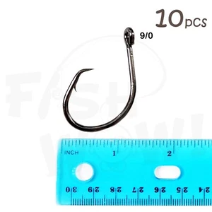 10 piezas Pescado Talla 9/0 WOW!® Pesca 4x Fuertes Offset Ganchos Circulares Vástago Corto @EE. UU. - Imagen 1 de 2