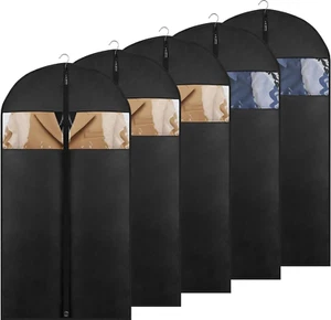 5 Pack 43 Inch Suit Garmet Bags with Zipper for Closet Storage Coats Jackets - Picture 1 of 6
