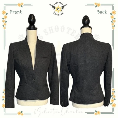 Blazer vintage para mujer Sassoon talla 8/9 chaqueta gris oscuro mezcla de lana un botón Foto 1 de 4