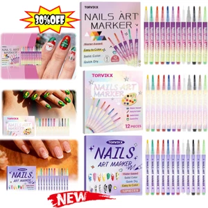 12-Color Nail Art Pens Set Nail Polish Pen Nails Art Drawing Graffiti Marker ☆ - Picture 1 of 11