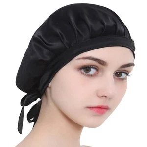 Cappelli per la perdita dei capelli in vera seta tinta unita per donna ragazza (nero) - Foto 1 di 11