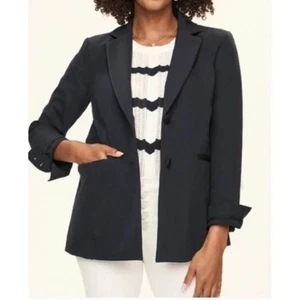 CAbi *New* NWT - Keynote Jacket - Dressy Navy Blazer - Satin Details - Size 10 - Picture 1 of 6