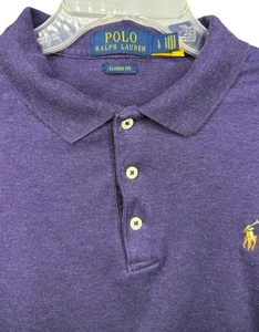 Polo Ralph Lauren Men's Large Purple Oxford Classic Fit Long Sleeve Polo Shirt - Picture 1 of 6