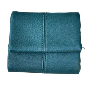 Cartera de cuero compacta HOBO Keen Mini triple pliegue cuero verde azulado oscuro 4" x 3,75" - Imagen 1 de 9