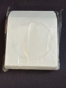 100 Pc CD DVD White Paper Sleeves Flap Clear Window Disc Envelopes Storage Case - Afbeelding 1 van 2