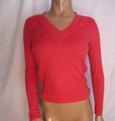 Suéter suéter tejido ajustado cachemir cuello en V para mujer J.Crew talla pequeña rosa/rojo Foto 1 de 4