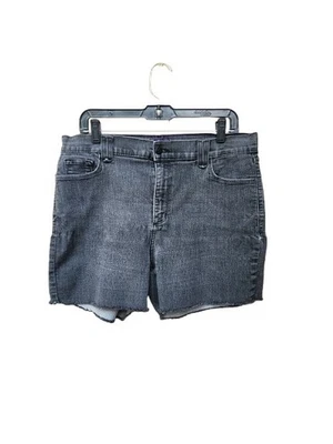 NYDJ Faded Black Denim Shorts SIZE 16 Stretch Raw Hem Acid Wash - Image 1 of 4