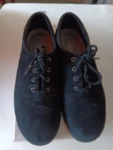Easy Spirit Lace Up Casual Boat Shoes Size 7.5 Mens Newbury Black Sweede Style - Picture 1 of 6
