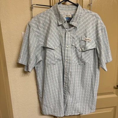 Magellan Outdoor Fish Gear Moisture-wicking Mens Shirt In Lght Blue Plaid Sz M - Image 1 of 4
